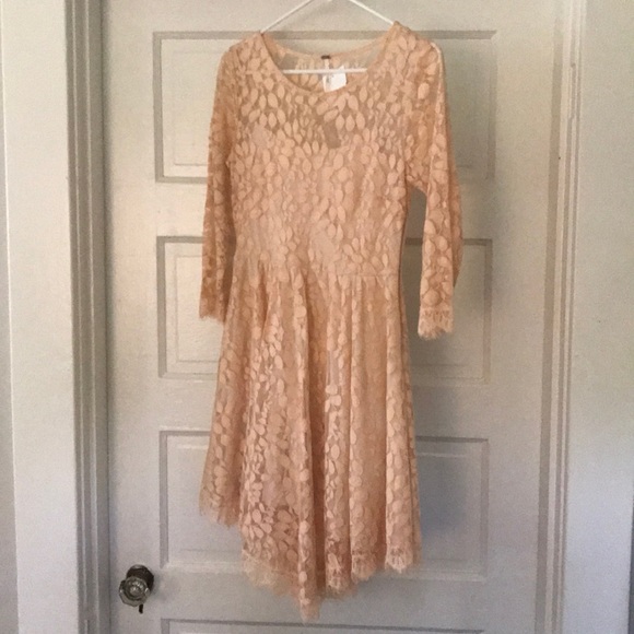 FREE PEOPLE • Peach Lace Dress - Picture 1 of 4